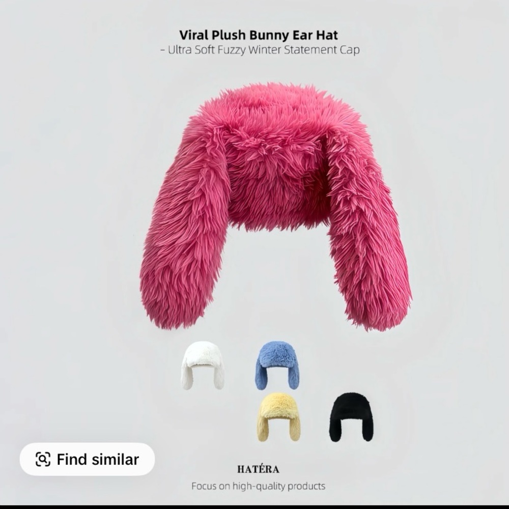 Pink Plush Bunny Ear Hat